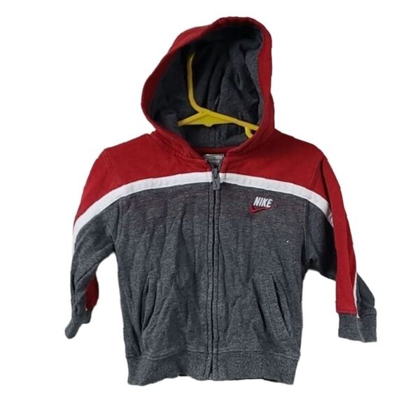 Nike Boys 18M Baby/Toddler Warm Winter Fleece Hoodie Sweatshirt Gray Zip Front - Picture 1 of 6